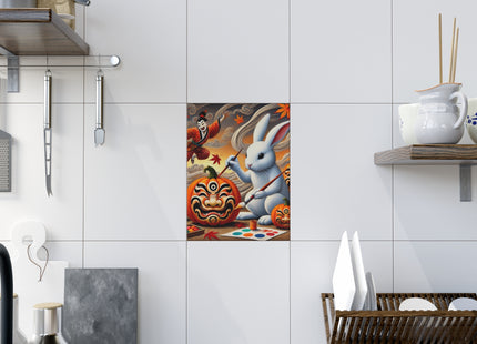Halloween Rabbit’s Kabuki Jack-o’-Lanterns Ceramic Tile