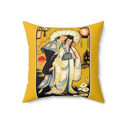 Golden Embrace Spun Polyester Square Pillow