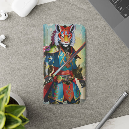 🦁🦊⚔️ Cyberpunk Lion Samurai Flip Case – Futuristic Honor & Kitsune Spirit