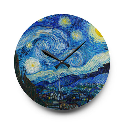 The Starry Night by Vincent Van Gogh Acrylic Wall Clock, Round and Square