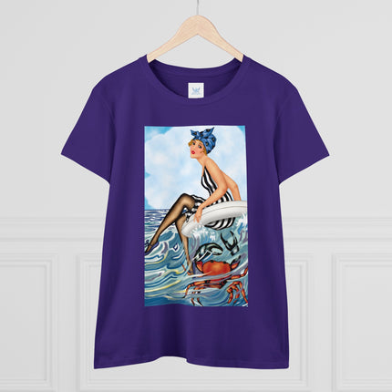 Playful Waves and Fashion Follies Women's Midweight Cotton Tee