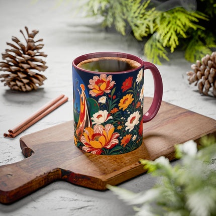 🌺🐦 The Enchanted Birdcage Garden Colorful Mug – Art Deco Floral Fantasy