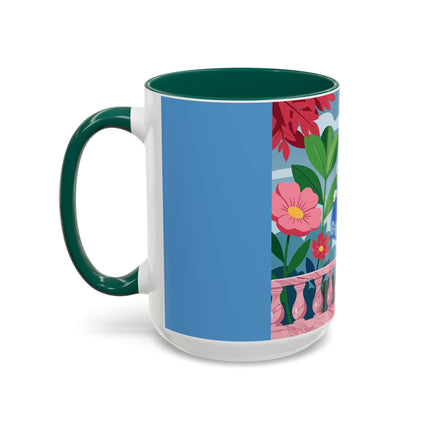 The Lady Of The Blossoming Terrace Colorful Mugs – Art Deco Floral Garden Elegance