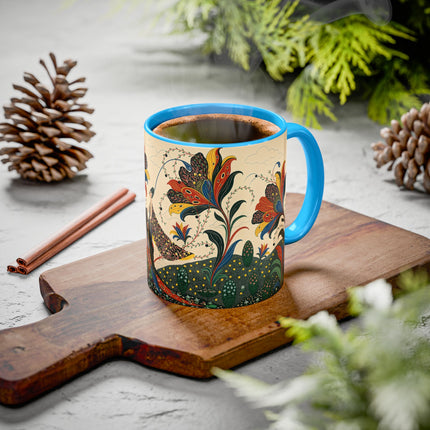 🌺🦋 The Enchanted Floral Voyage Colorful Mug – Art Deco Botanical Whimsy