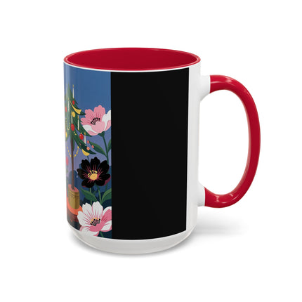 🌹🎄 The Lady Of The Candlelit Rose Tree Colorful Mug – Art Deco Christmas Garden