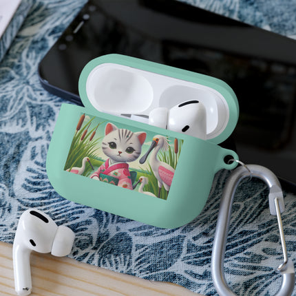 Geisha Kitten Strolls Among the Spoonbills AirPods and AirPods Pro Case