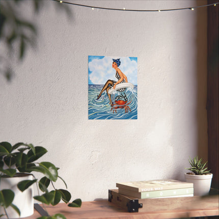 🌊🎀 The Lady Of The Seaside Adventure Matte Vertical Poster – Art Deco Coastal Whimsy