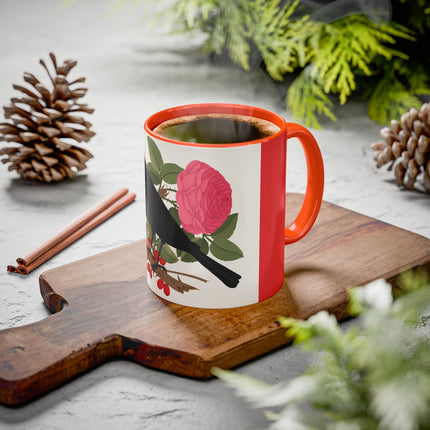 Blackbird & Rose Colorful Mugs – Timeless Elegance & Nature's Harmony