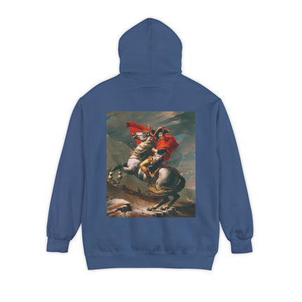 Napoleon Crossing the Alps by Jacques-Louis David Unisex Garment-Dyed Hoodie
