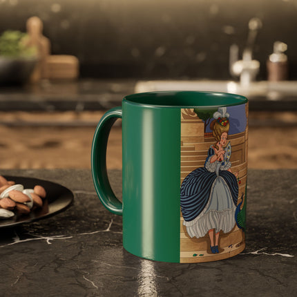 The Peacock's Admiration Colorful Mug (11oz, 15oz) – Rococo Elegance, Peacock Beauty & Garden Charm