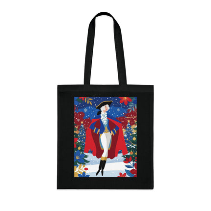 🎄🎭 The Christmas Masquerade Lady Cotton Tote Bag – Art Deco Holiday Glamour