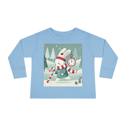 Candy Cane Timekeeper Bunny Toddler Long Sleeve Tee
