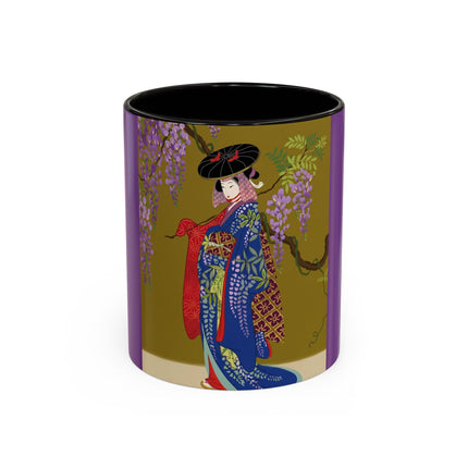 Wisteria Elegance Colorful Mug (11oz, 15oz) – Floral Beauty, Kimono Art & Timeless Grace