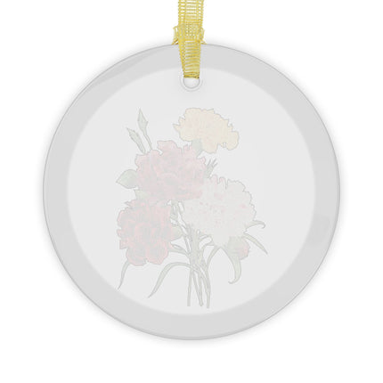 Carnation botanical illustration by Pierre-Joseph Redouté Glass Ornament