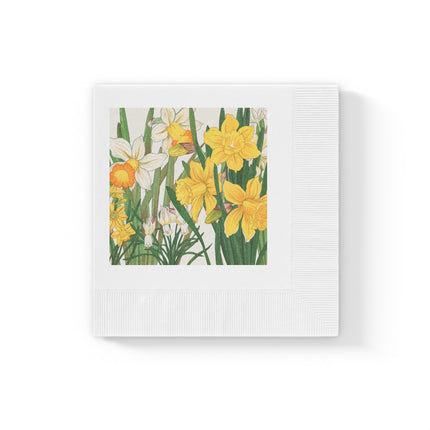 Daffodil by Tanigami Kônan White Coined Napkins