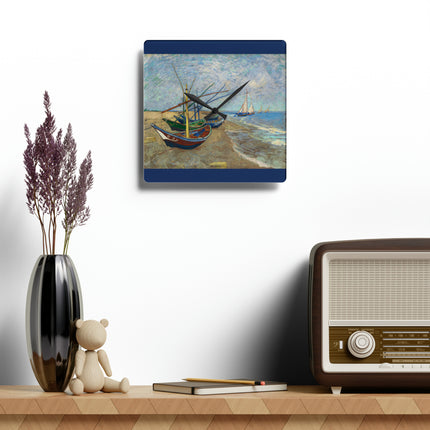 Fishing Boats by Vincent Van Gogh Acrylic Wall Clock, Round & Square