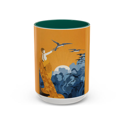 Falcon Mistress Colorful Mugs – Art Deco Majesty & Mythic Freedom