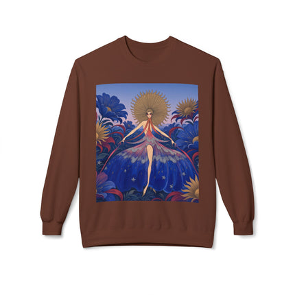 🌞🌸 The Celestial Blossom Garden Dancer Midweight Crewneck Sweatshirt – Art Deco Floral Fantasy
