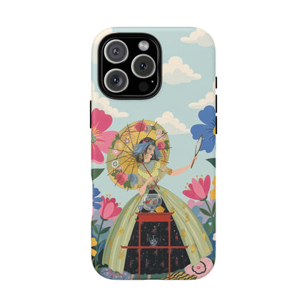 🌸🪞 The Floral Parasol Reflection Phone Case – Art Deco Garden Fantasy