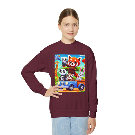 Safari Friends on the Move Youth Crewneck Sweatshirt – Adventure, Friendship & Playful Energy