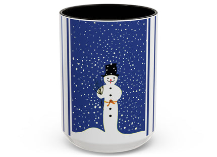 Snowman in Falling Snow Colorful Mugs (11oz, 15oz)