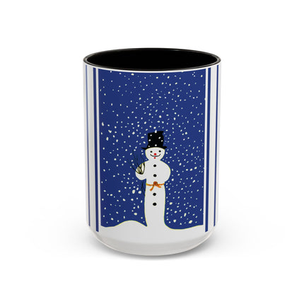 Snowman in Falling Snow Colorful Mugs (11oz, 15oz)