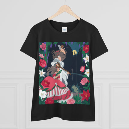 🌹🎶 The Midnight Garden Serenade Cotton Tee – Art Deco Romantic Fantasy