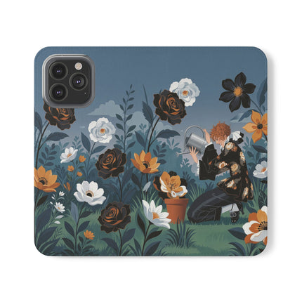 🌹💧 The Midnight Garden Keeper Flip Case – Art Deco Floral Fantasy