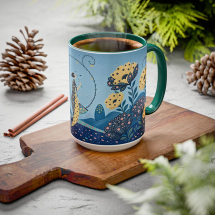 🌼🦋 The Enchanted Butterfly Garden Promenade Colorful Mug – Art Deco Floral Whimsy