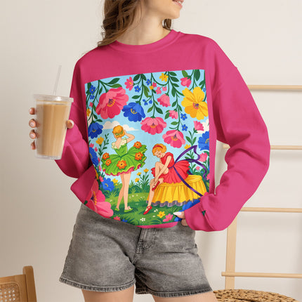 🌸🧚 The Fairies In The Flower Garden Crewneck Sweatshirt – Art Deco Floral Whimsy
