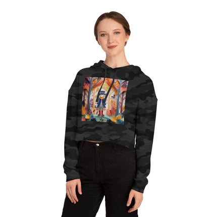 Cat in Boots in the Enchanted Forest Cropped Hooded Sweatshirt
