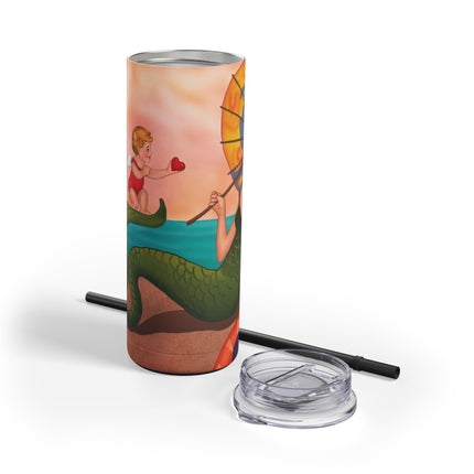 Mermaid with Parasol and Cupid by George Barbier Skinny Matte Tumbler, 20oz