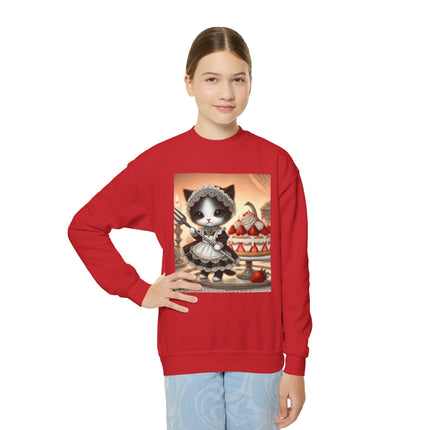 Patisserie Kitten Youth Crewneck Sweatshirt – Sweet Charm, Cozy Comfort & Storybook Delight