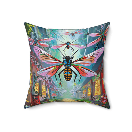 Neon Swarm Spun Polyester Square Pillow