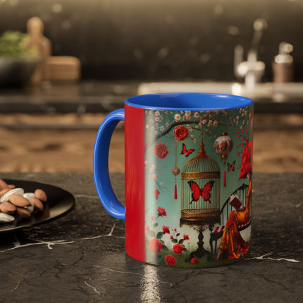 Reading in a Painted Garden Colorful Mugs (11oz, 15oz)