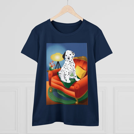 A Dalmatian's Cozy Corner Women's Midweight Cotton Tee