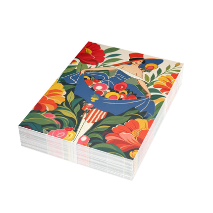 🌺🎩 The Grand Flower Market Postcards With Envelopes – Art Deco Floral Fashion