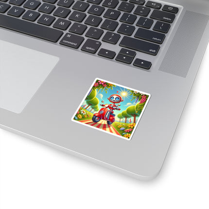 🤖🌿 The Traveling Robot Kiss-Cut Sticker – Adventure, Curiosity & Playful Discovery