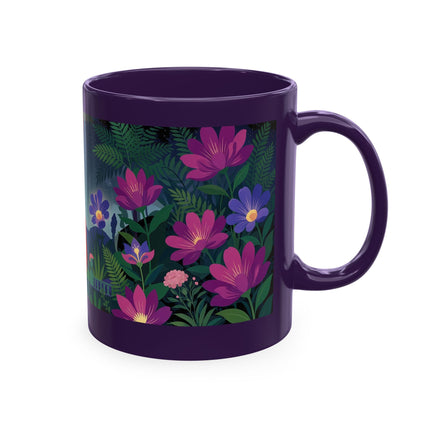 🌙🌺 The Lady Of The Midnight Flower Garden Ceramic Mug – Art Deco Floral Elegance