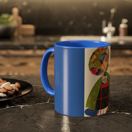 Lady with the Golden Fish Colorful Mugs – Whimsical Fashion & Playful Fantasy