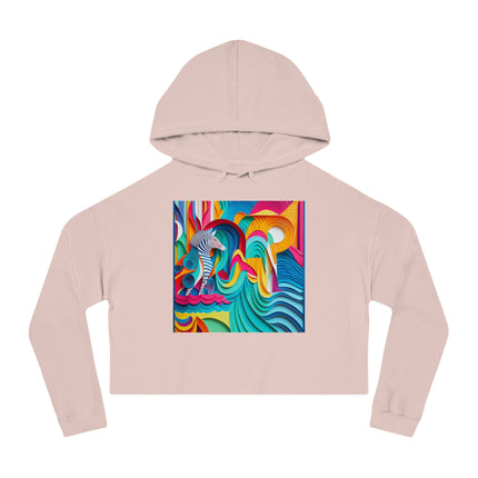 Surfing Zebra Women’s Cropped Hooded Sweatshirt