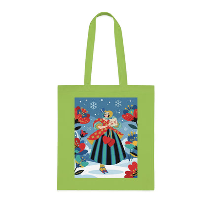 ❤️❄️ The Winter Heart Messenger Cotton Tote Bag – Art Deco Winter Enchantment