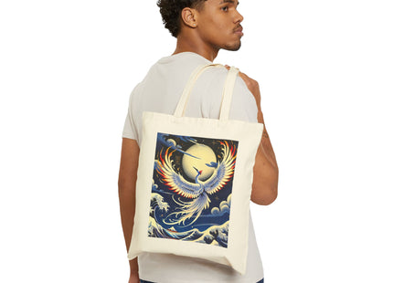 Majestic White Crane Cotton Canvas Tote Bag
