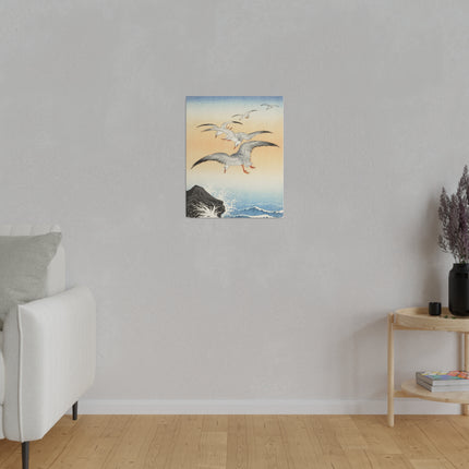 Five Seagulls Above Turbulent Sea by Ohara Koson – Japanese Seascape
