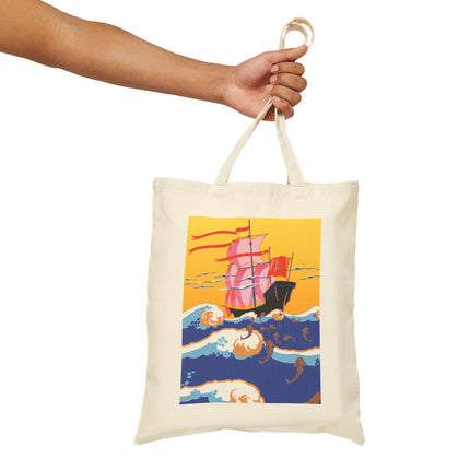 Golden Seas and Whimsical Dreams Cotton Canvas Tote Bag