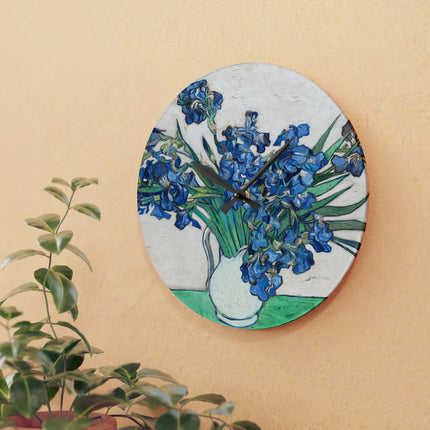 Irises by Vincent Van Gogh Acrylic Wall Clock, Round and Square