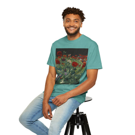 Poppies (A Study of Poppies for Carnation, Lily, Lily, Rose) by John Singer Sargent Unisex Garment-Dyed T-shirt