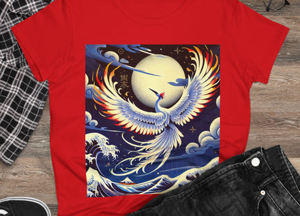 Majestic White Crane Women's Midweight Cotton Tee