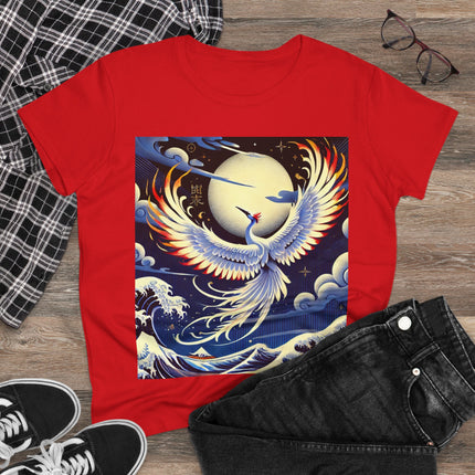 Majestic White Crane Cotton Tee