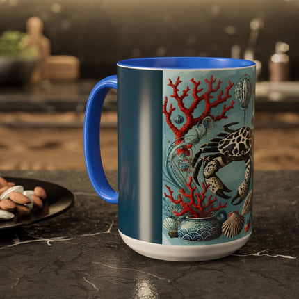 Spotted Crab & Pagoda Colorful Mug – Mystical Ocean & Asian Harmony